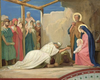 Adoração dos Magos, 1857 (óleo no cartão) de Hippolyte Flandrin
